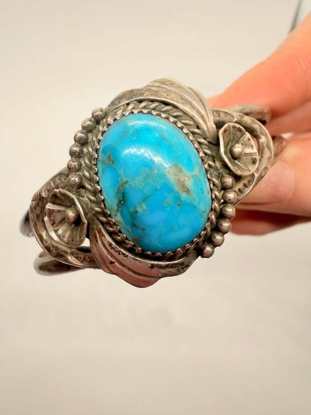 E.T. Becenti Navajo Sterling Silver Turquoise Cuff Bracelet